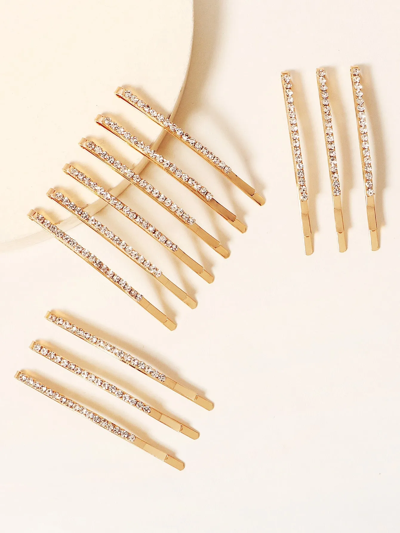 12pcs Women's Rhinestone Hair Clips Set, Basic Hairpins For Daily Hairstyling