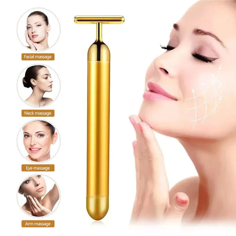 4K Gold Energy T Beauty Bar Facial Roller Massager