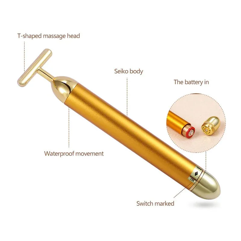 4K Gold Energy T Beauty Bar Facial Roller Massager