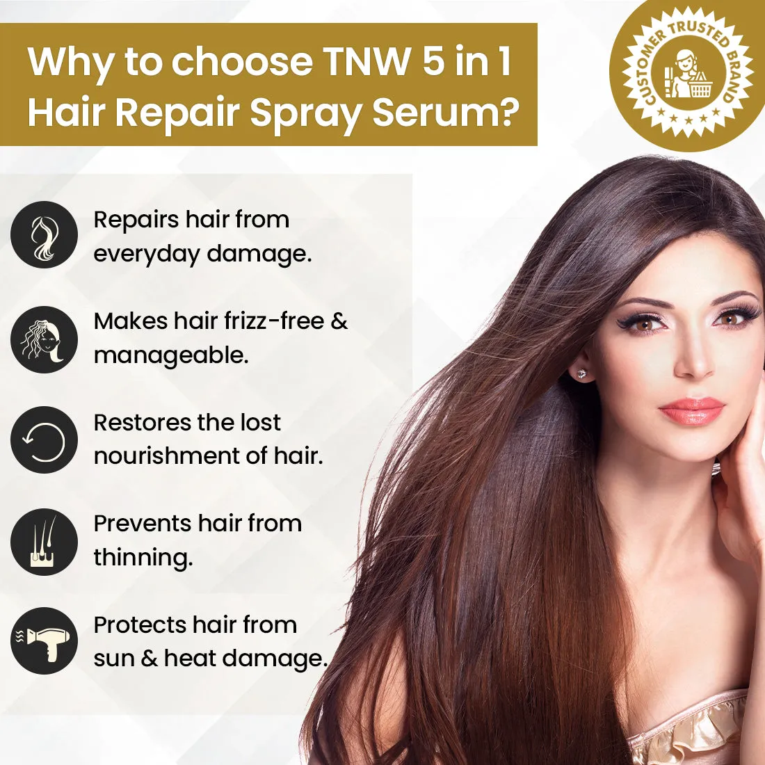 5-in-1 Hair Repair Spray Serum for Frizz-Free & Manageable Hair.