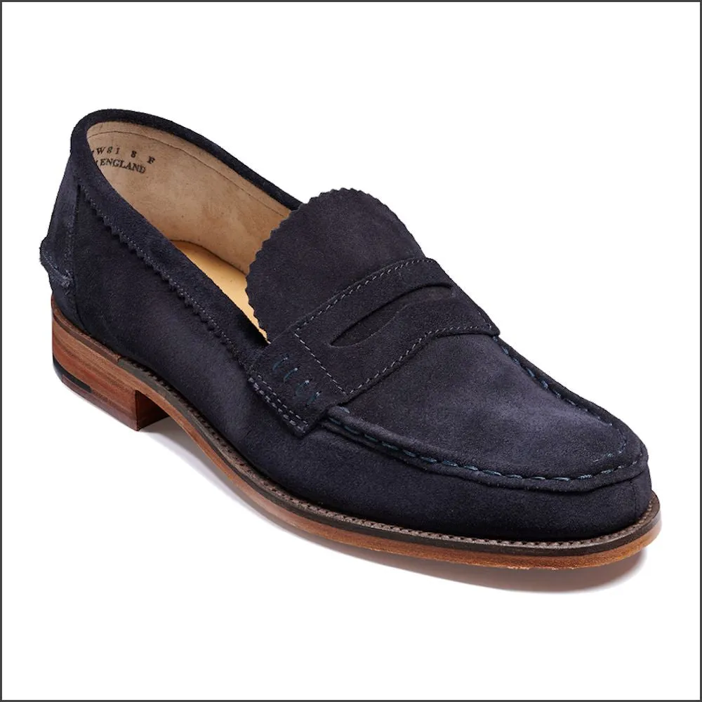 Barker Caruso Navy Suede Penny Loafer*