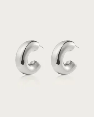 Chunky Hoop Earrings in Silver