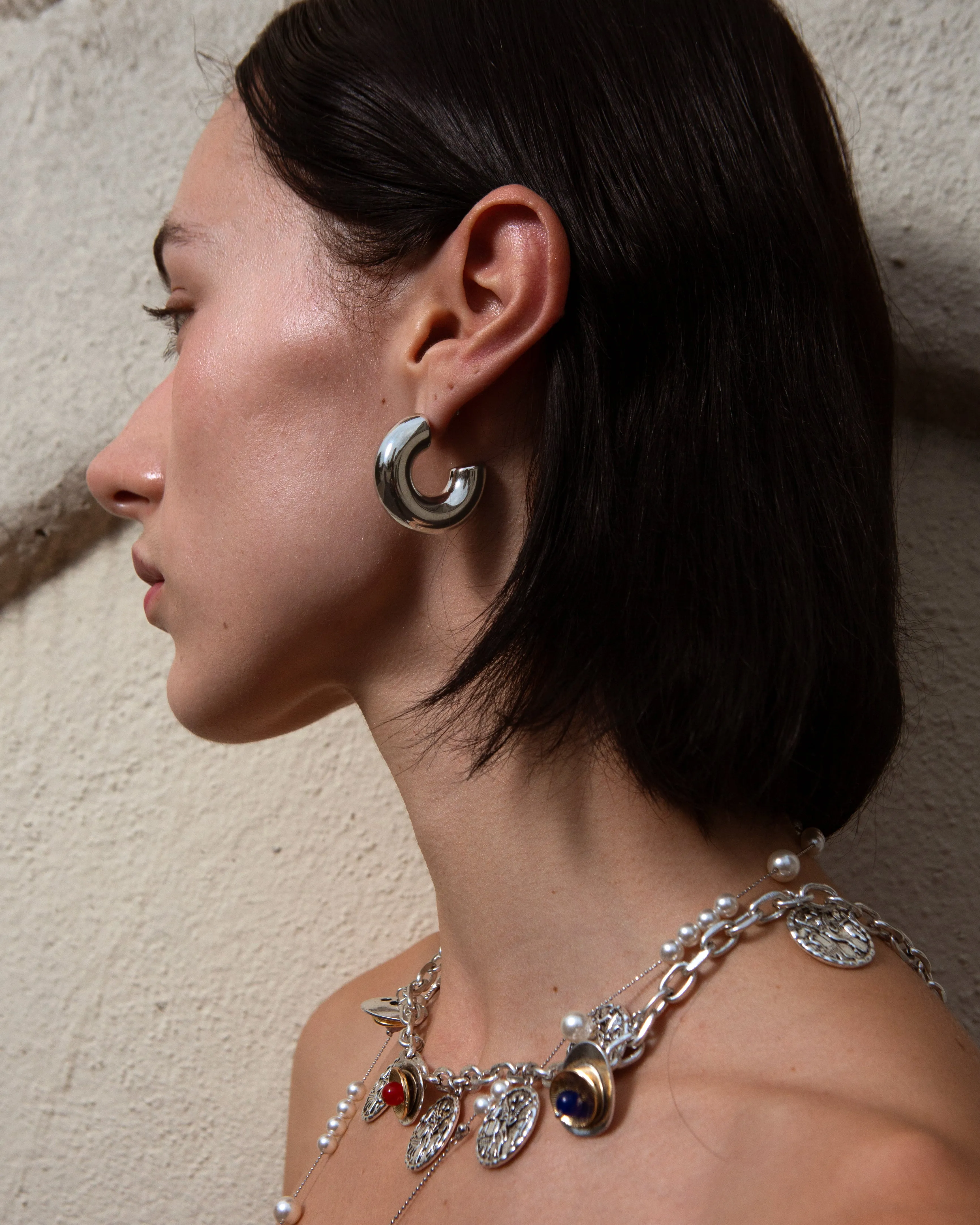 Chunky Hoop Earrings in Silver