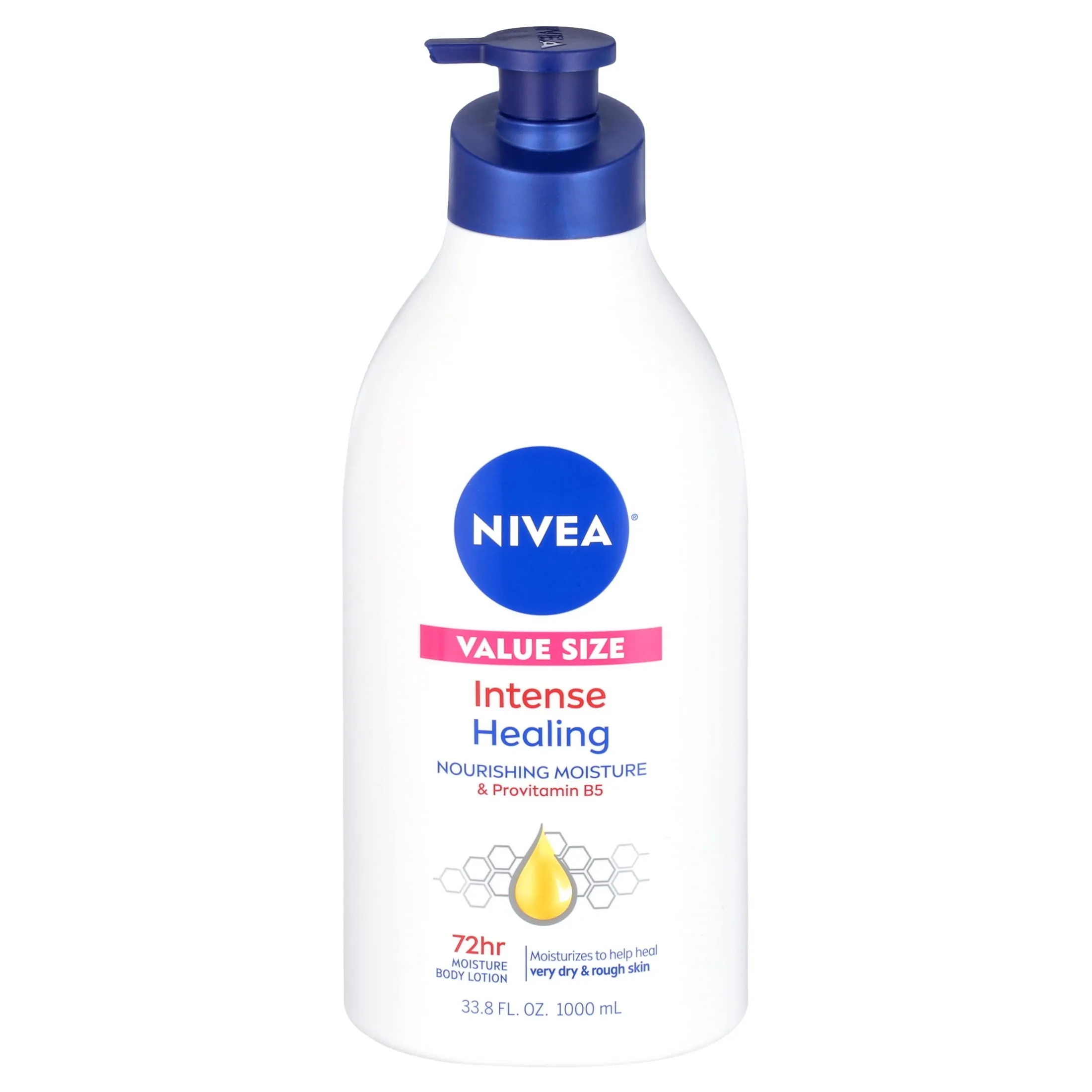 NIVEA Intense Healing Body Lotion, 72 Hour Moisture for Dry to Very Dry Skin, 33.8 Fl Oz Pump Bottle