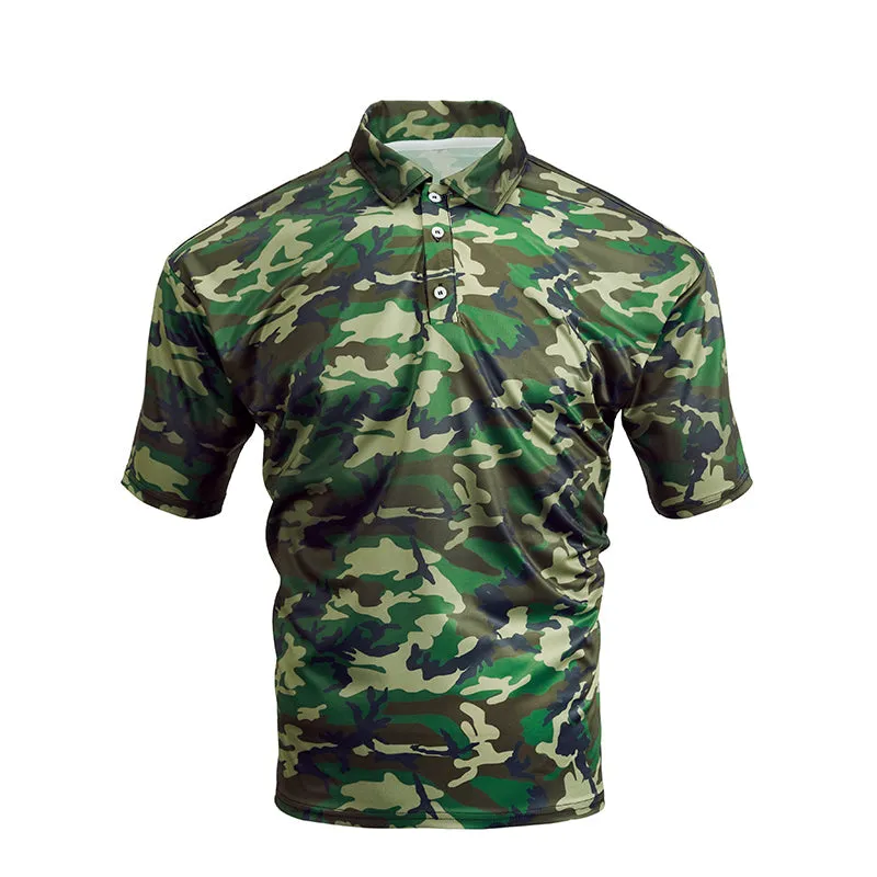 OVER SIZE CAMO POLO SHIRT-5XL