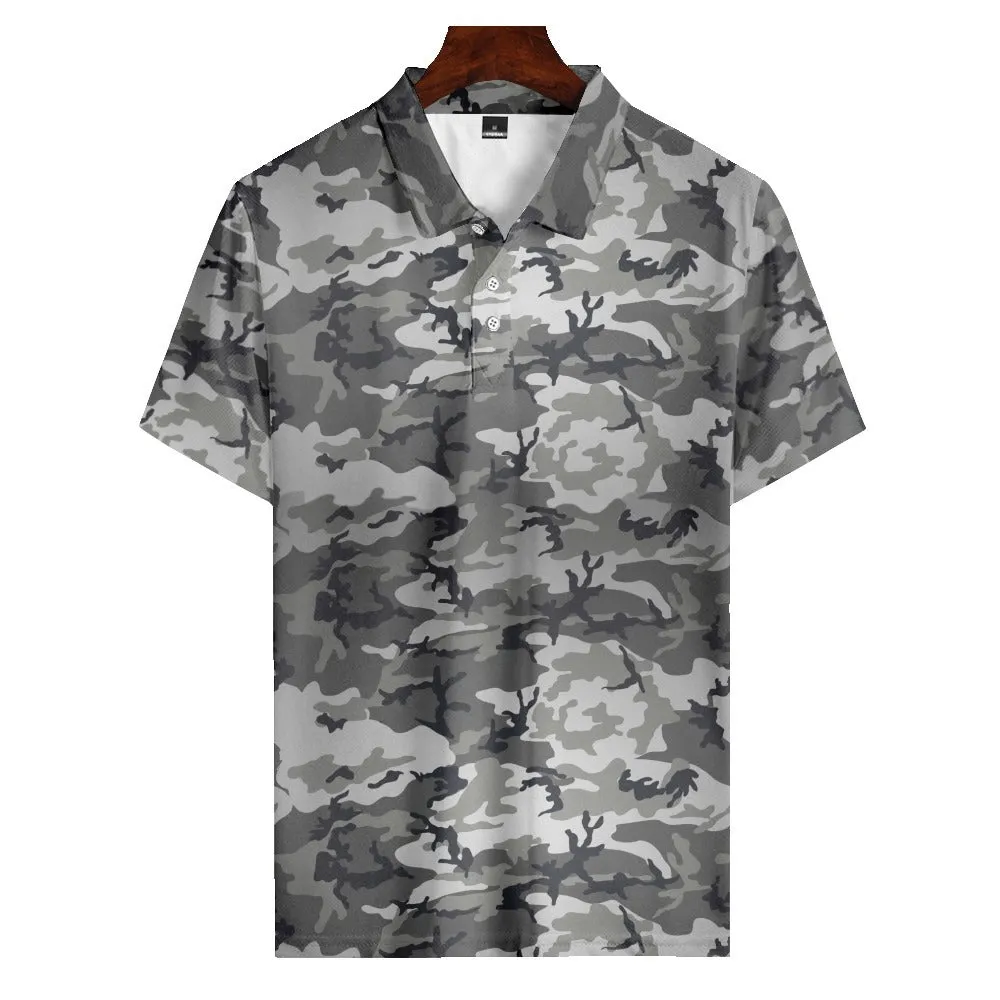 OVER SIZE CAMO POLO SHIRT-5XL