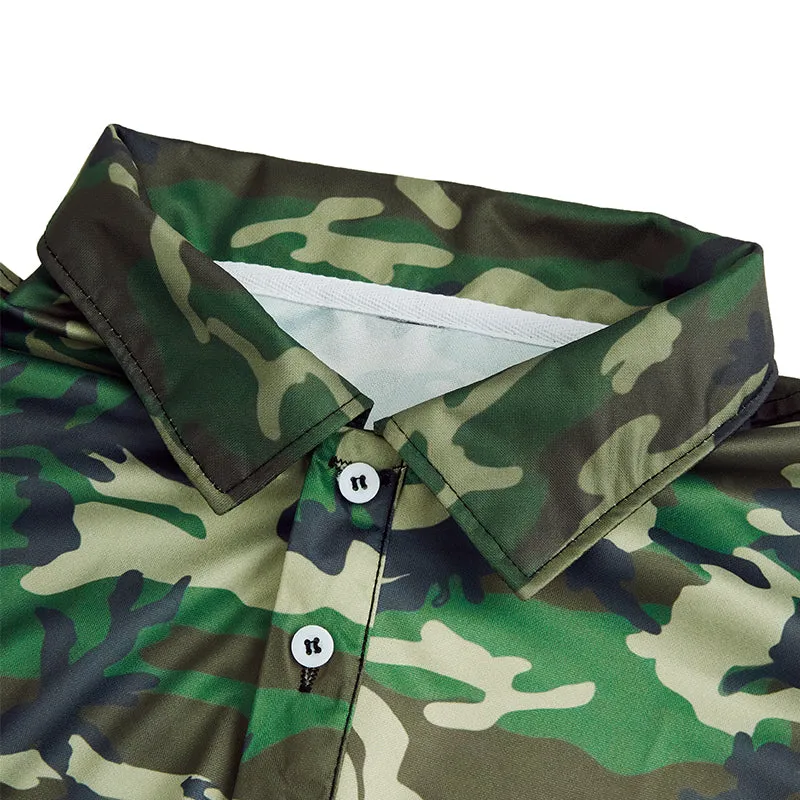 OVER SIZE CAMO POLO SHIRT-5XL