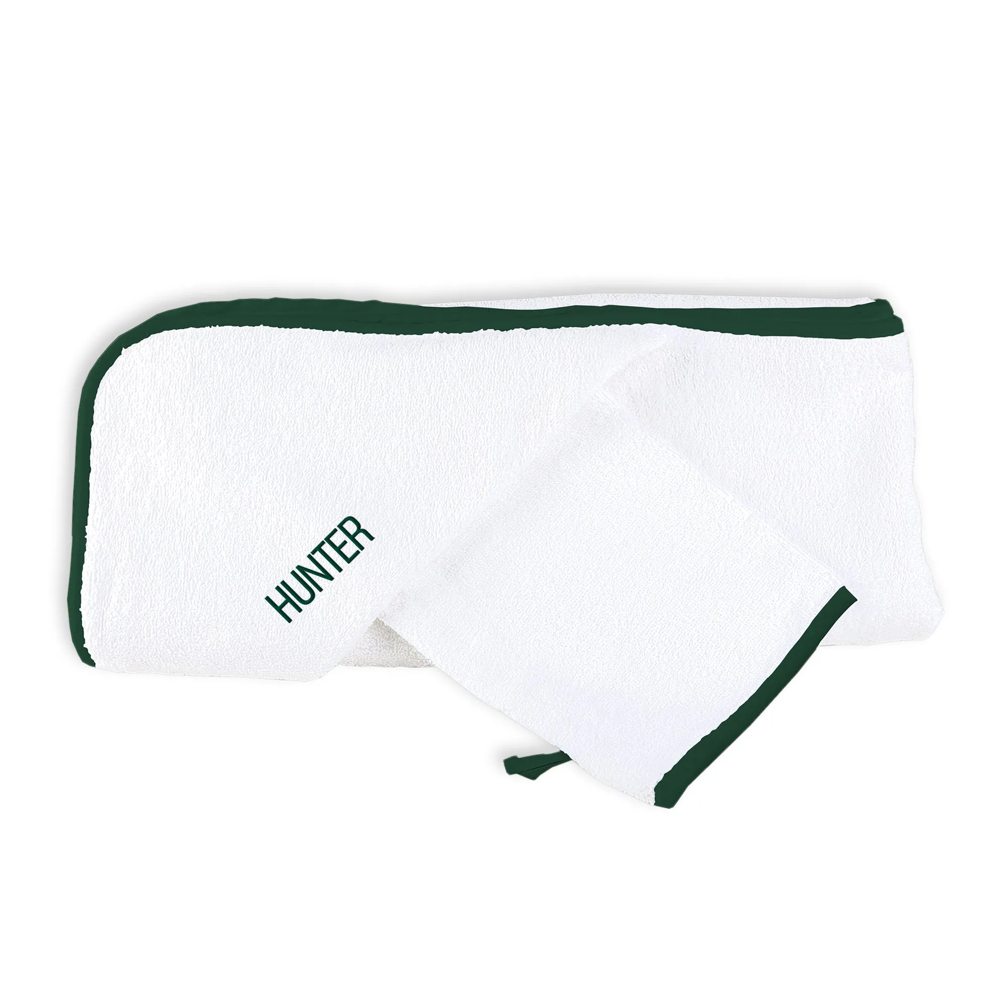 Personalized Basic Hooded Towel & Wash Mitt Set