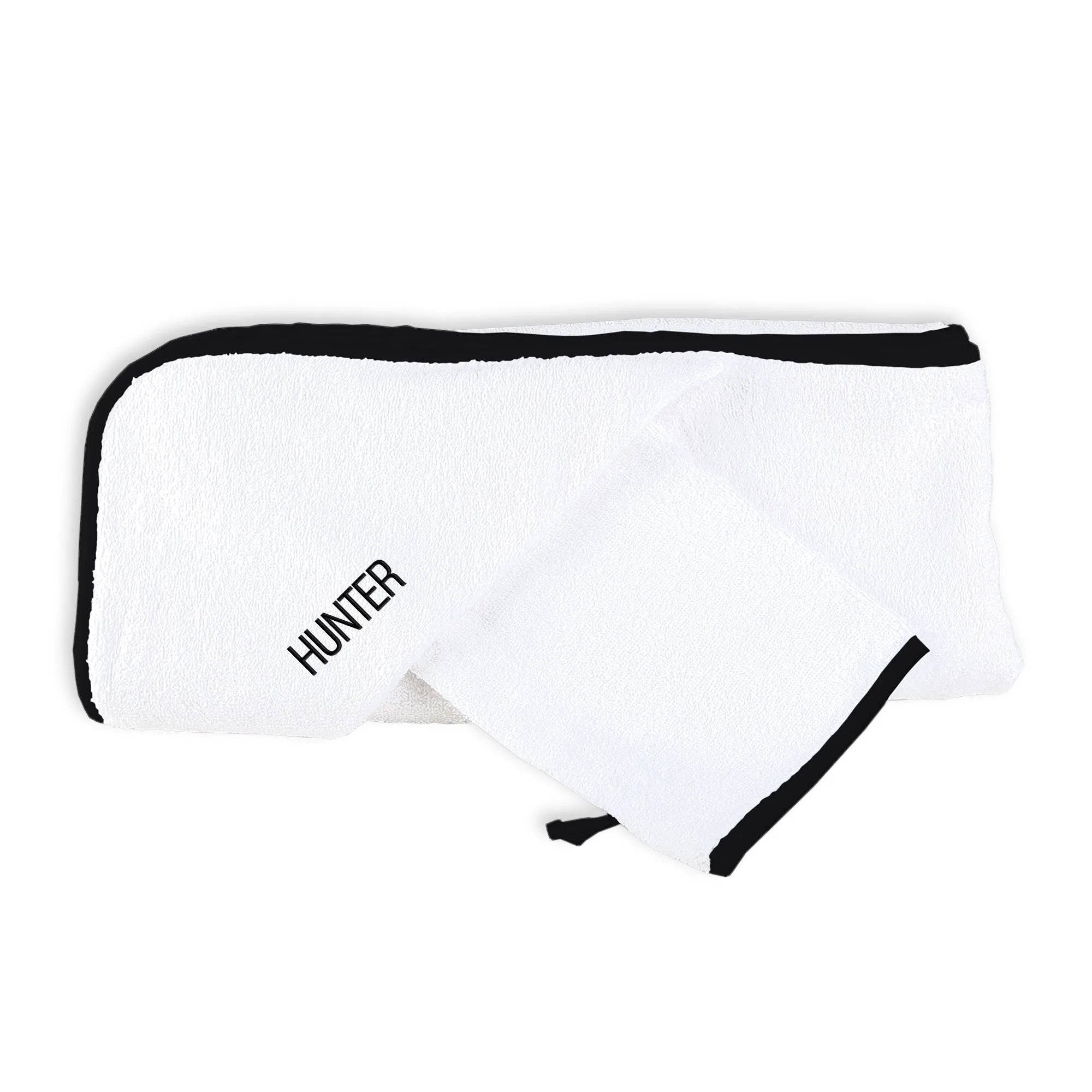 Personalized Basic Hooded Towel & Wash Mitt Set