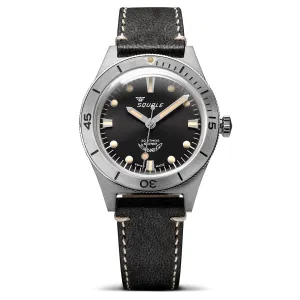 Super Squale Diver's Watch - Sunray Black Dial - Black Leather Strap