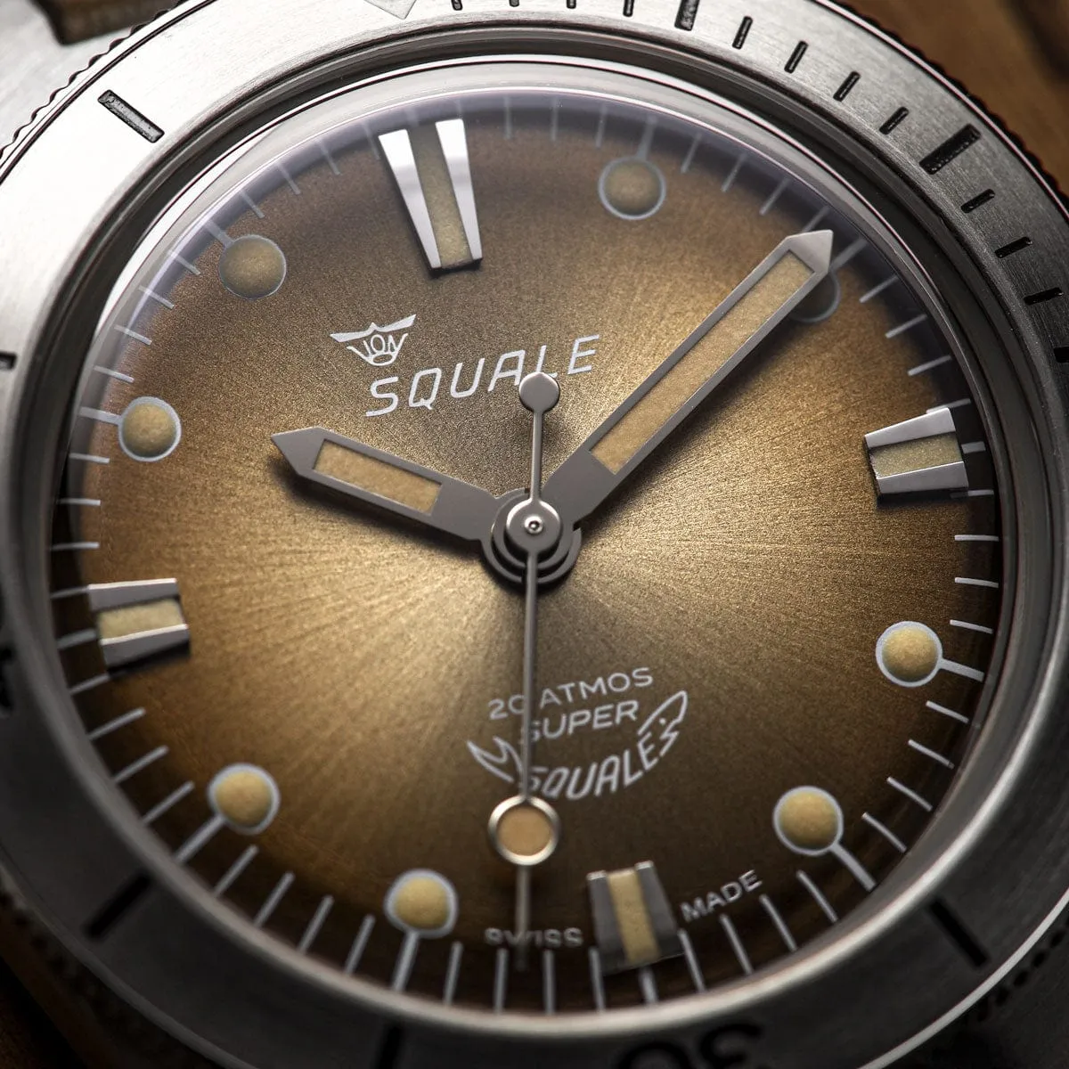 Super Squale Diver's Watch - Sunray Brown Dial - Brown Leather Strap