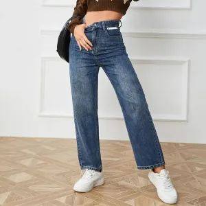 Y2K Straight Leg Jeans with Waist Tightening and Hip Lifting